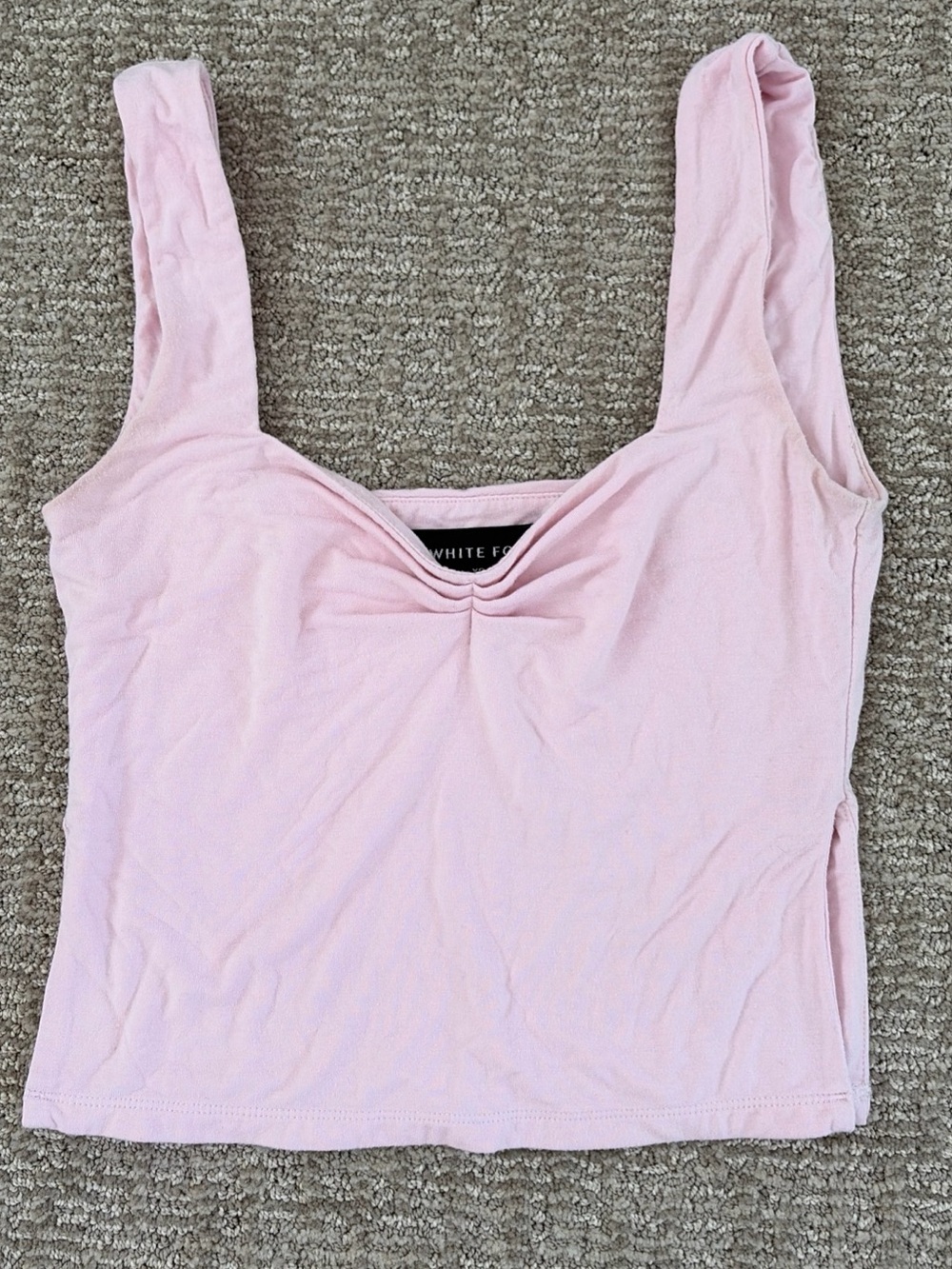 White Fox Boutique Light Pink Ruched Cropped Tank